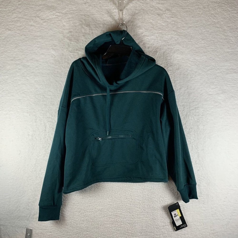 Hind Hoodie Women Medium Dark Teal Cotton Drawstring Long Sleeve Pullover 6772